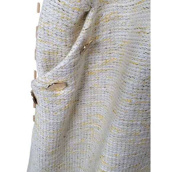 NWT Loft Plus Size 18 Yellow Tweed‎ Sleeveless Knee Length Dress Gold Button - Picture 6 of 7